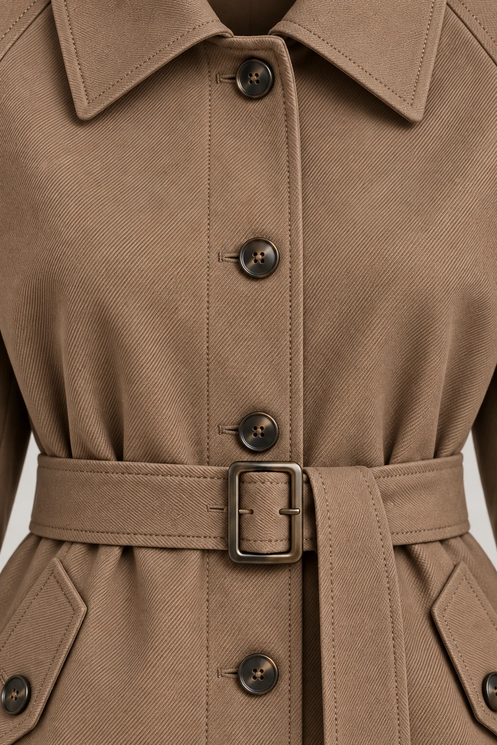 Twilled Trench Jacket in Warm taupe — Material detail
