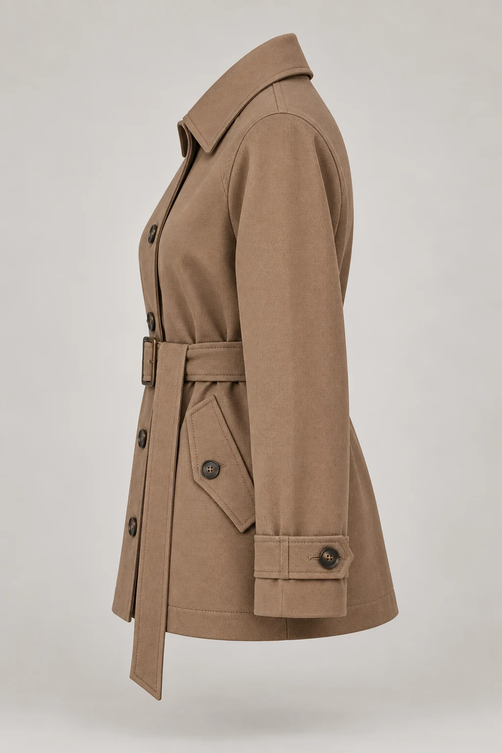 Twilled Trench Jacket in Warm taupe — Left side