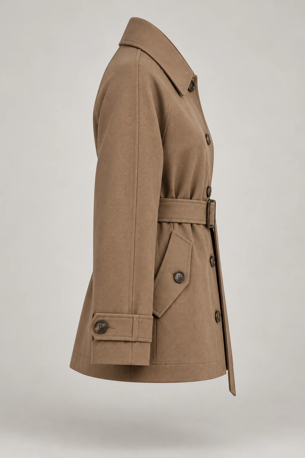 Twilled Trench Jacket in Warm taupe — Right side