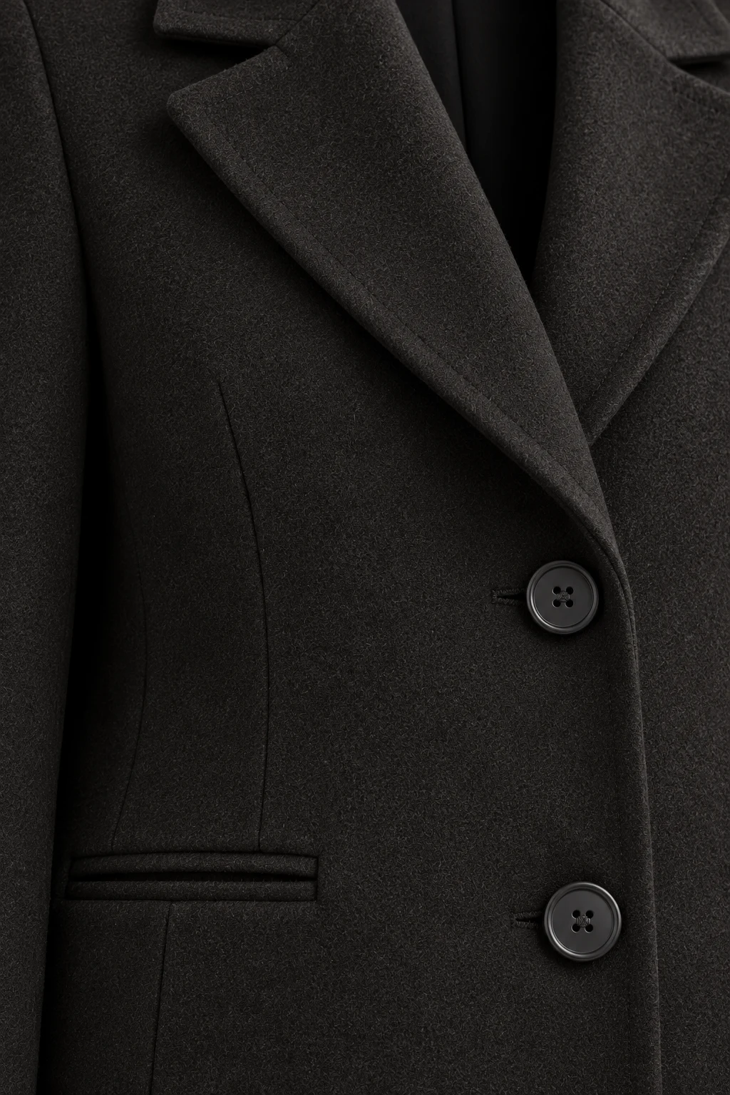 Long City Coat in Ink black — Material detail