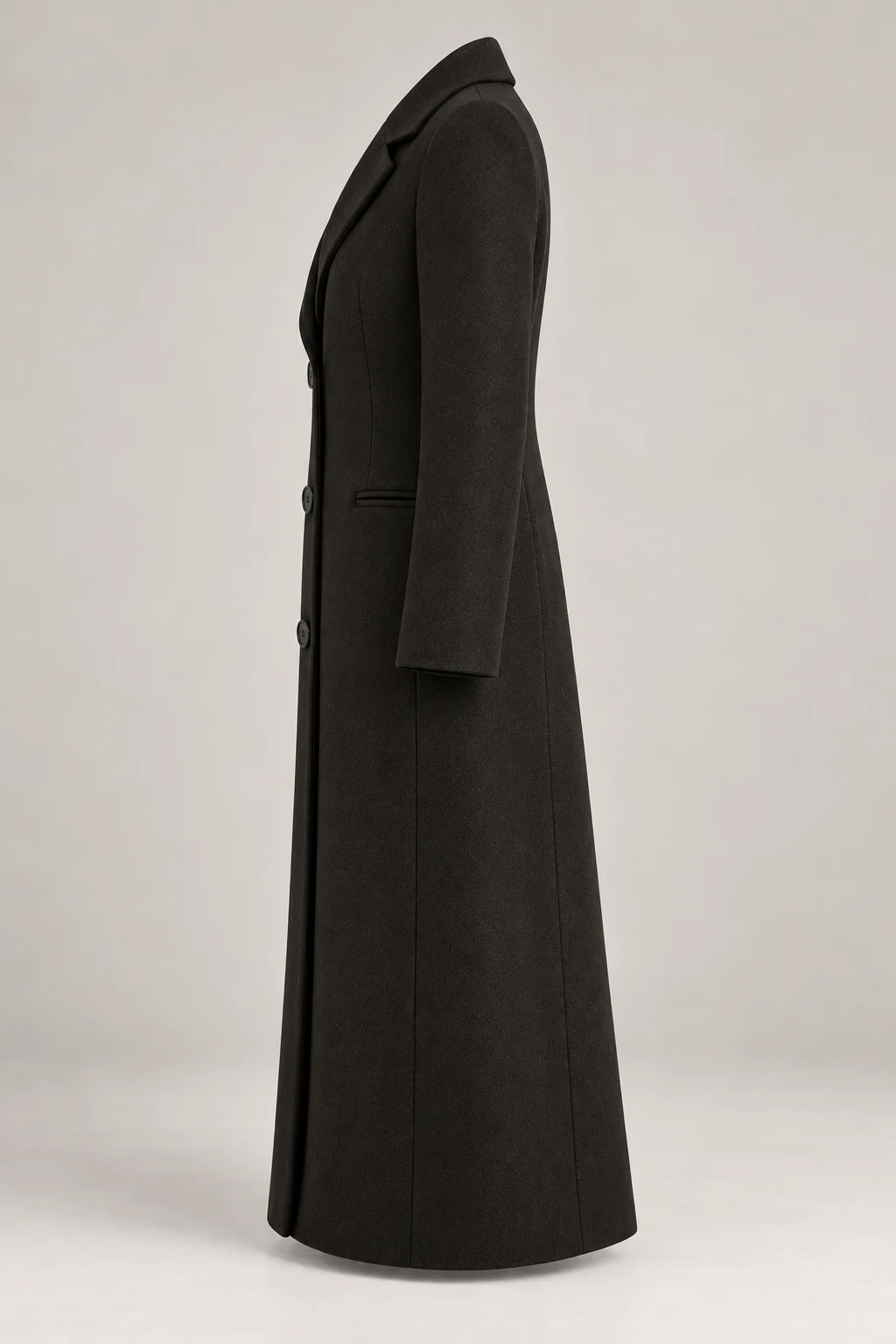 Long City Coat in Ink black — Left side