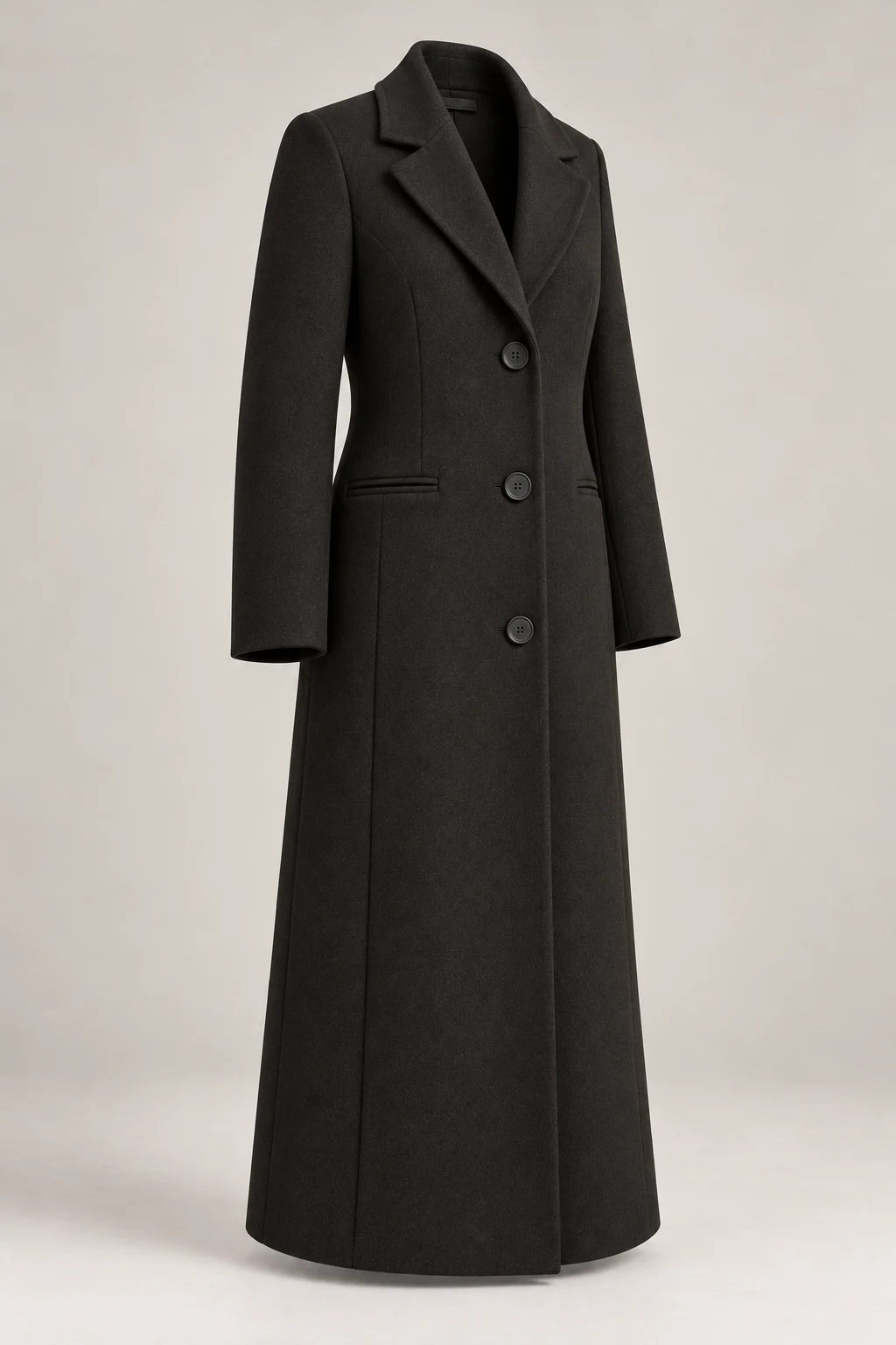 Long City Coat in Ink black — Three-quarter