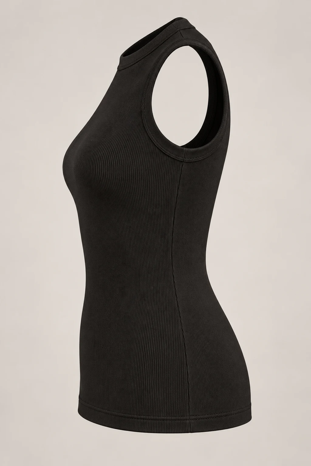 Sculpted Jersey Shell in Ink black — Left side
