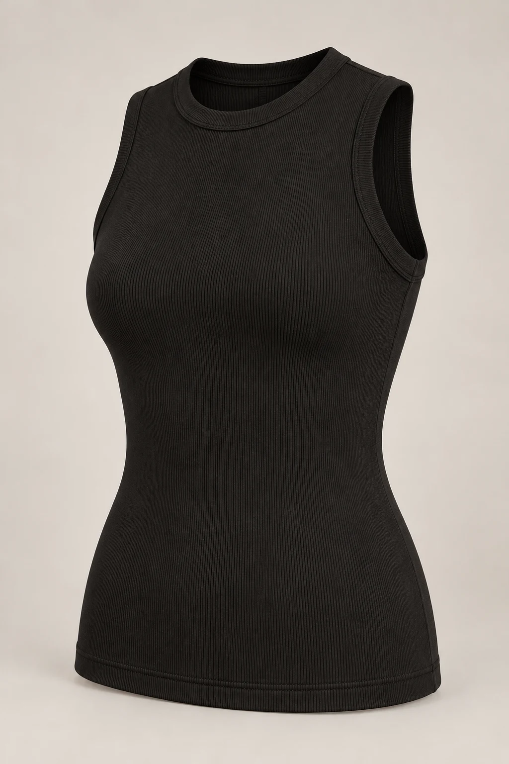 Sculpted Jersey Shell in Ink black — Three-quarter