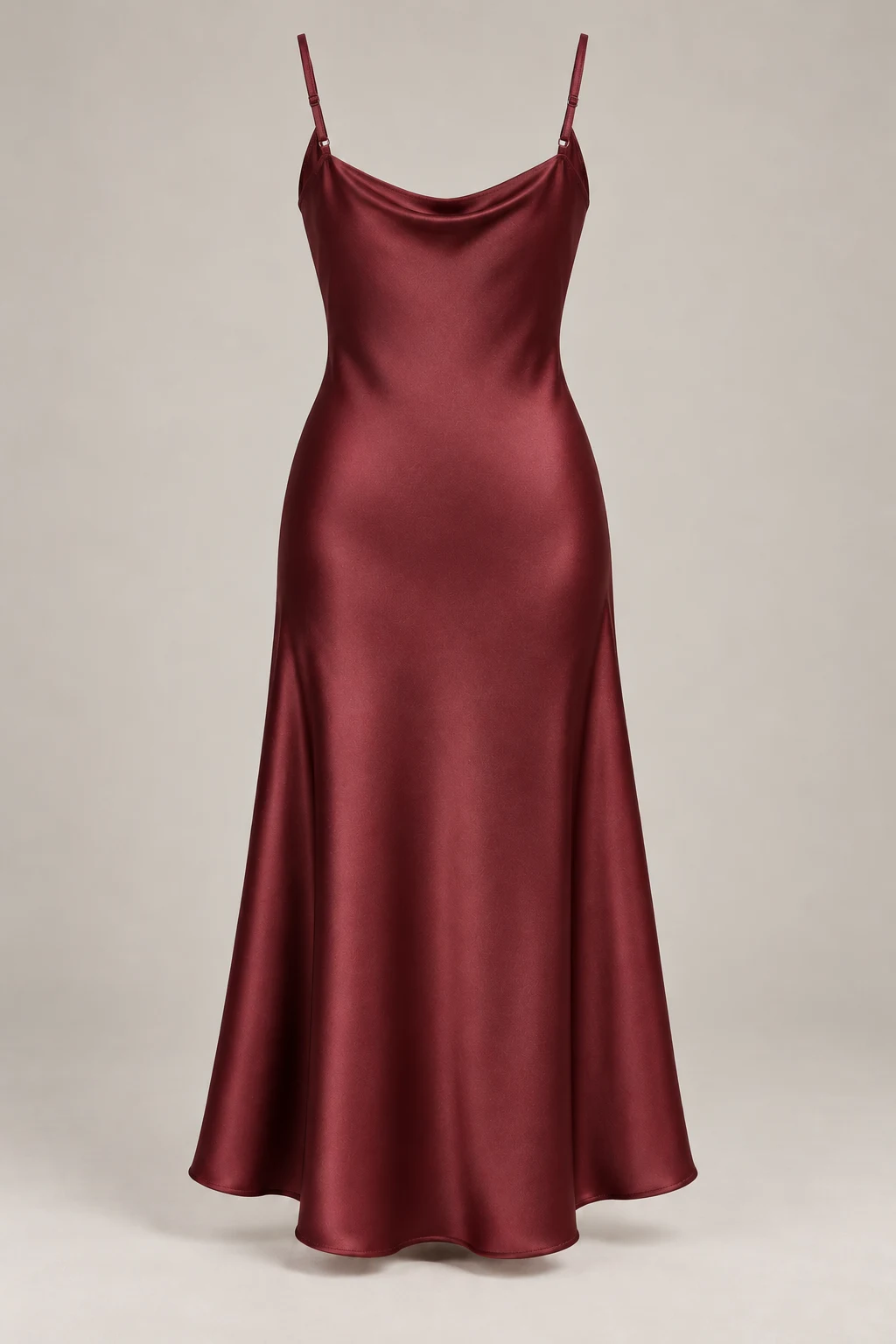 Bias Satin Midi Dress in Oxblood — Back