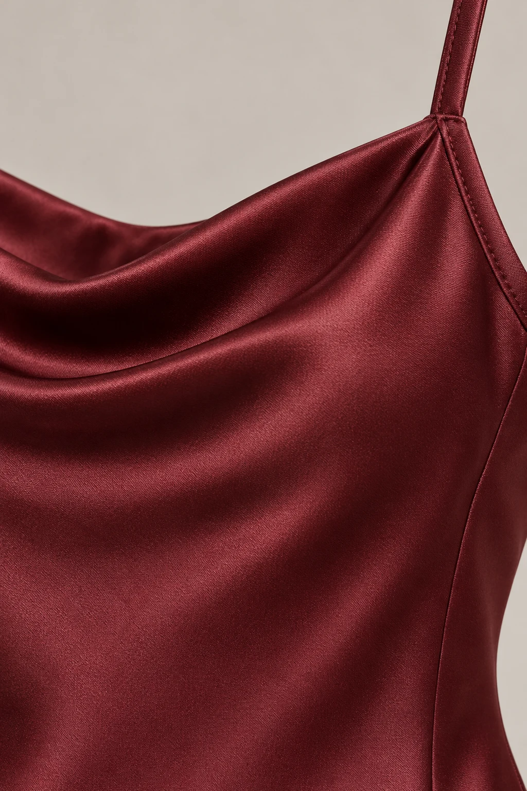 Bias Satin Midi Dress in Oxblood — Material detail