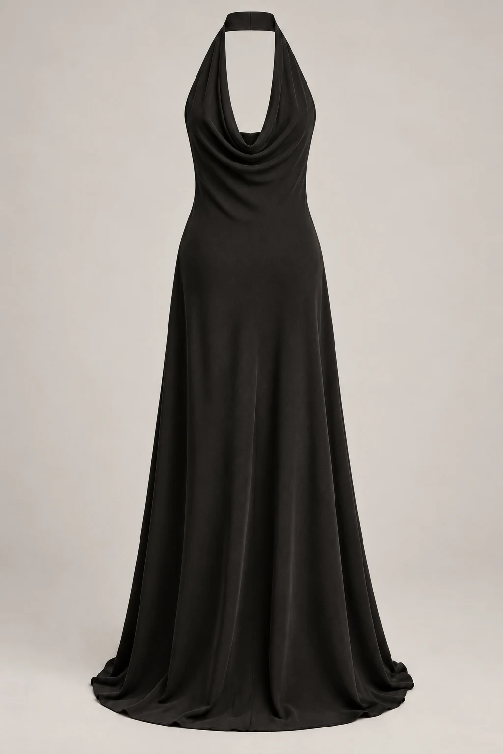Draped Halter Maxi in Ink black — Back