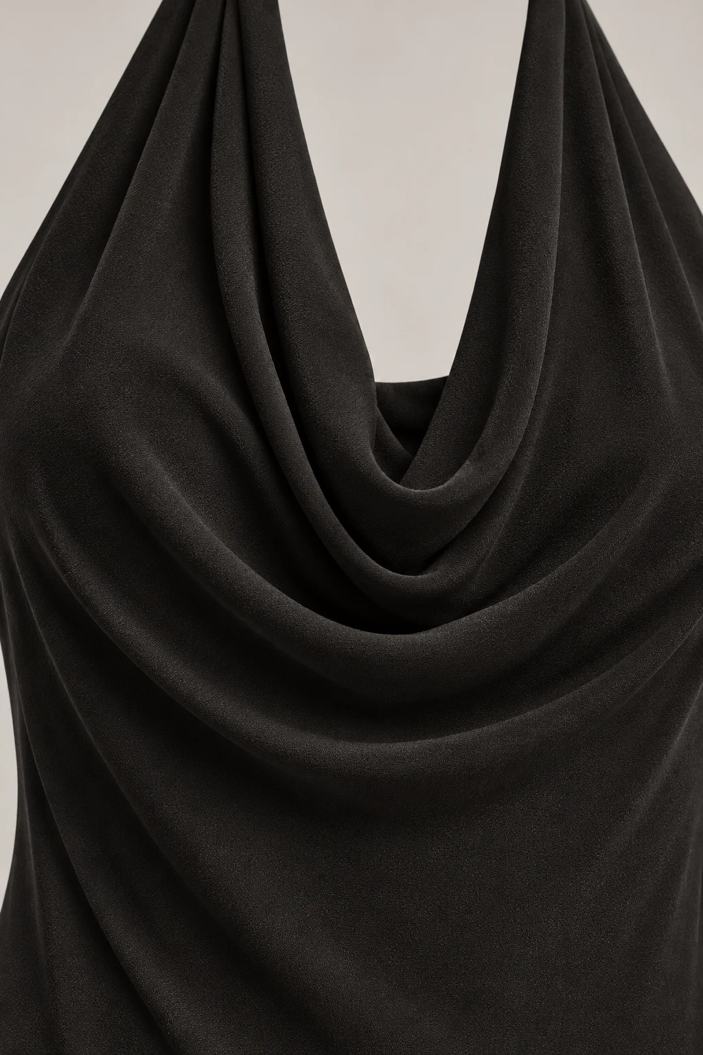 Draped Halter Maxi in Ink black — Material detail