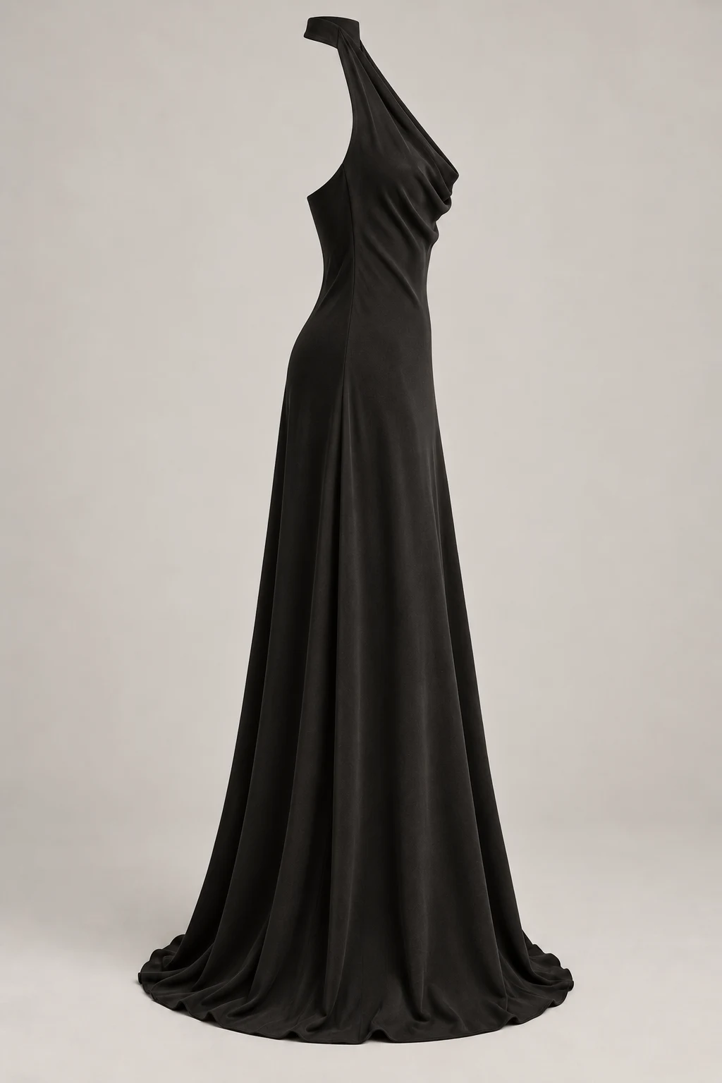 Draped Halter Maxi in Ink black — Right side