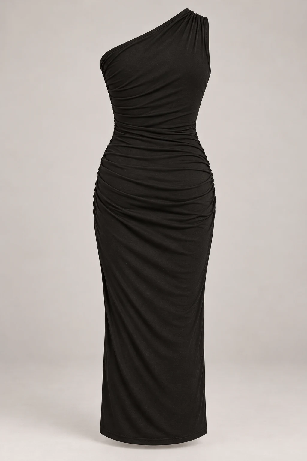 One-Shoulder Jersey Dress in Ink black — Back