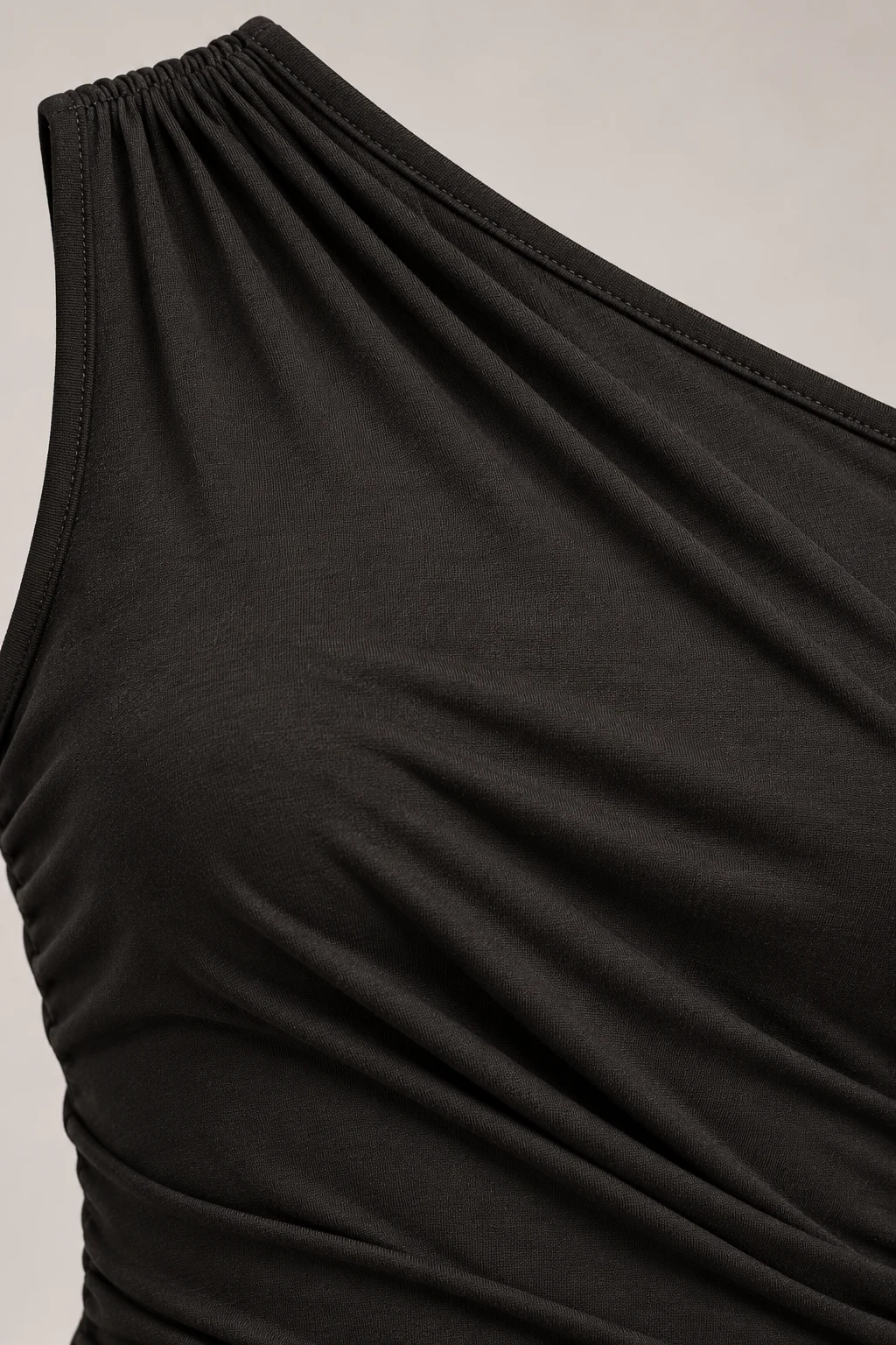 One-Shoulder Jersey Dress in Ink black — Material detail