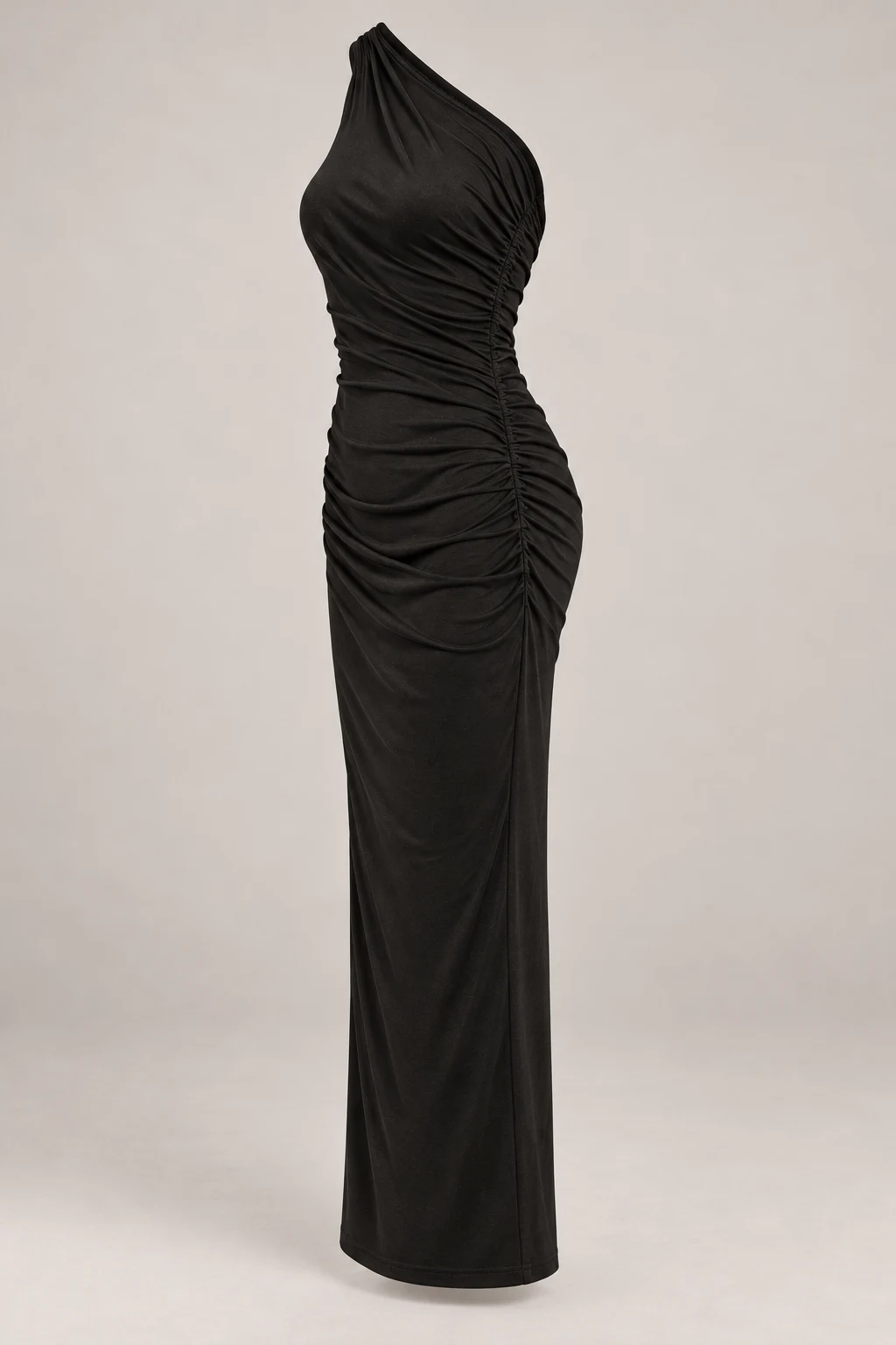 One-Shoulder Jersey Dress in Ink black — Left side