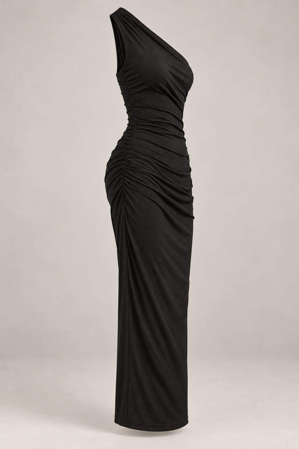 One-Shoulder Jersey Dress in Ink black — Right side