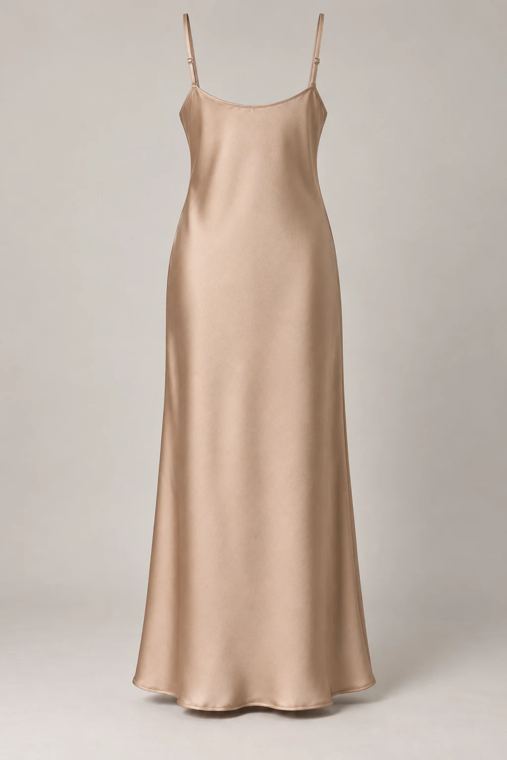 Column Slip Dress in Champagne — Back