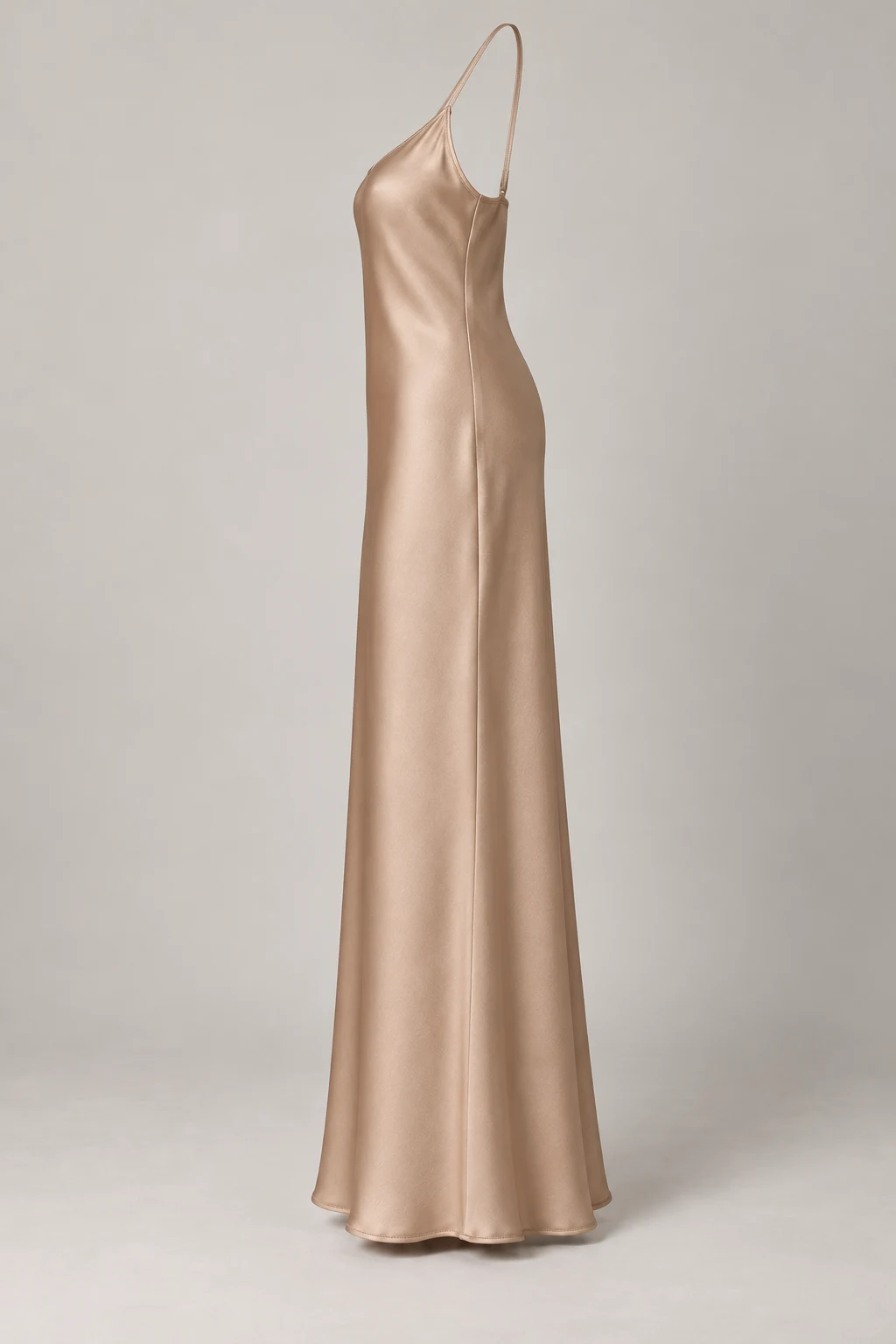 Column Slip Dress in Champagne — Left side