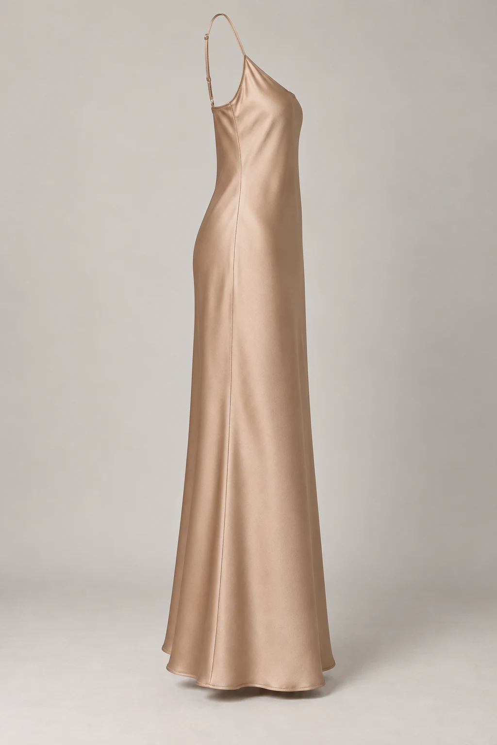 Column Slip Dress in Champagne — Right side