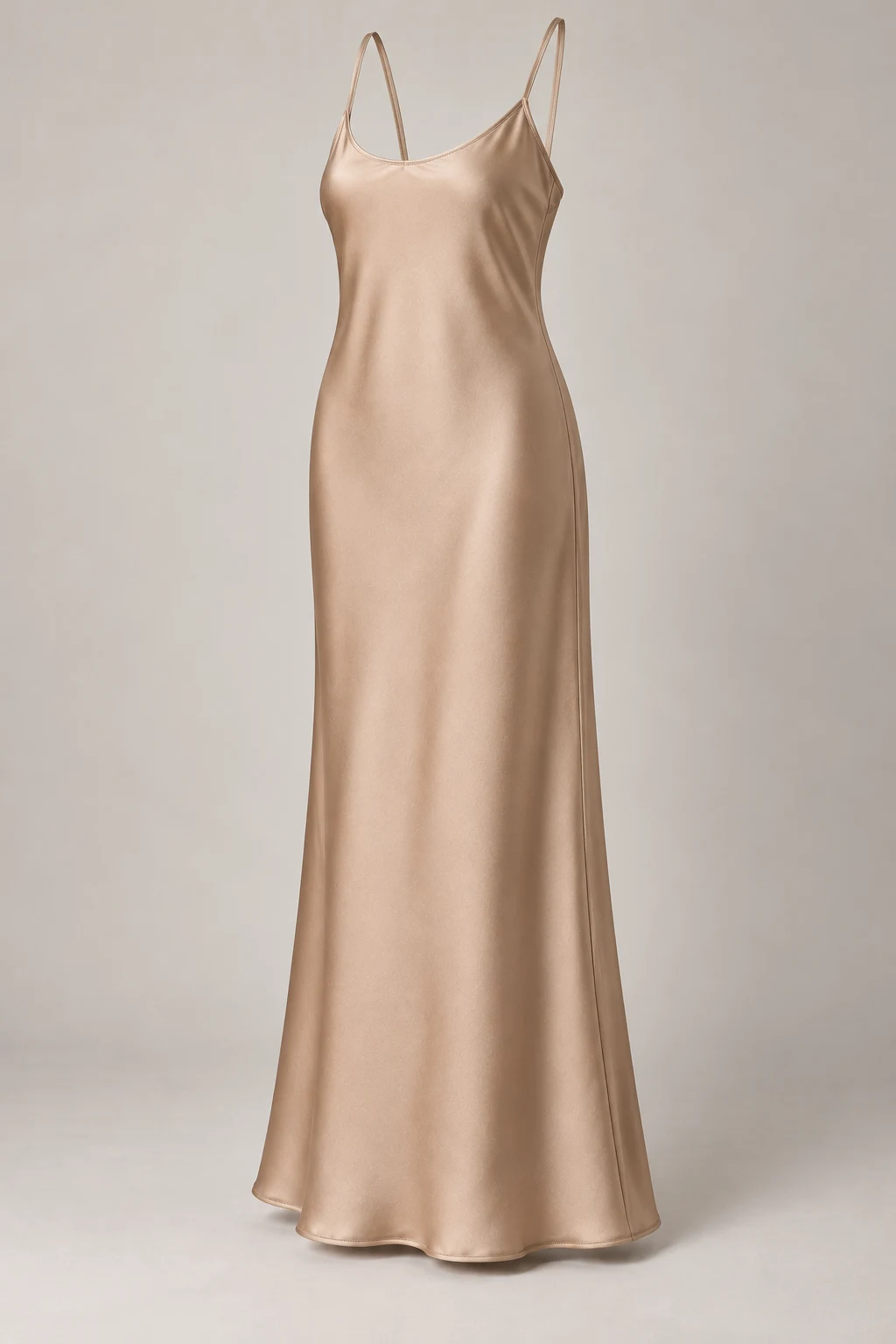 Column Slip Dress in Champagne — Three-quarter