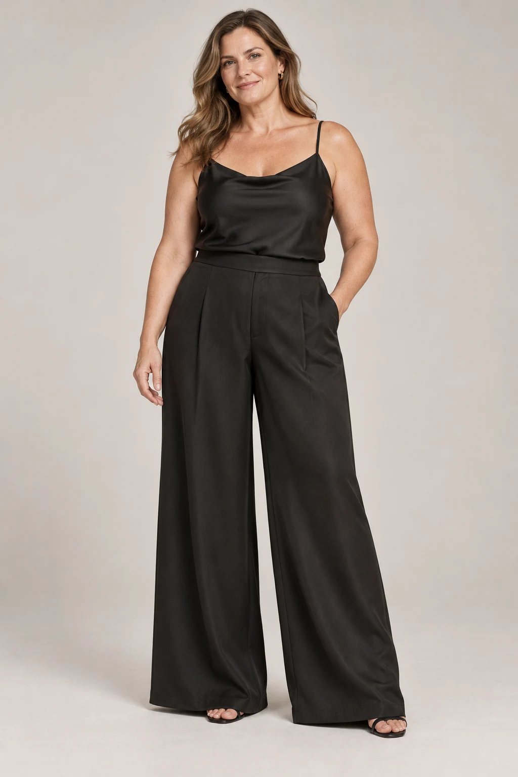 Fluid Evening Trouser in Ink black — On model