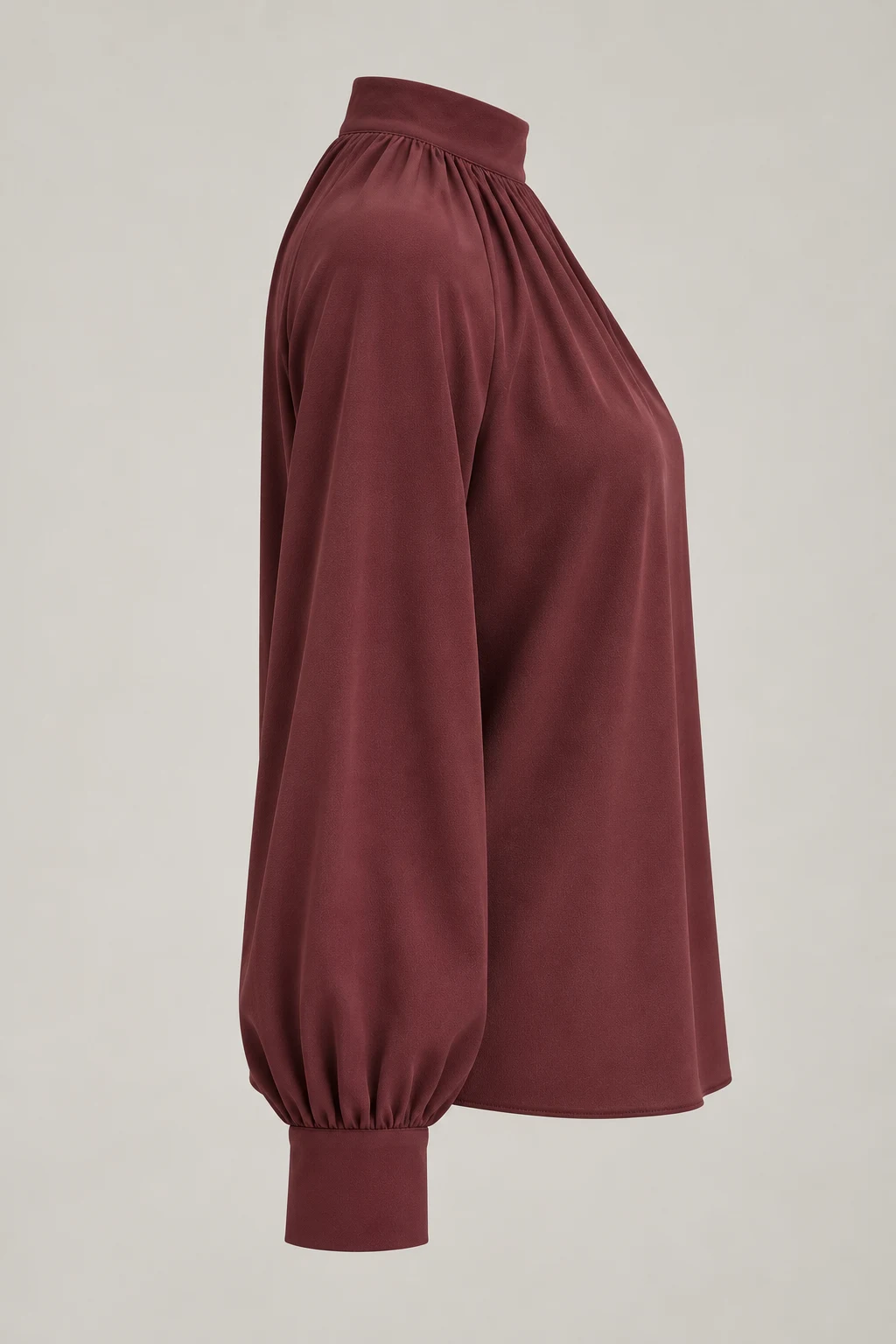 Gathered Neck Blouse in Oxblood — Right side