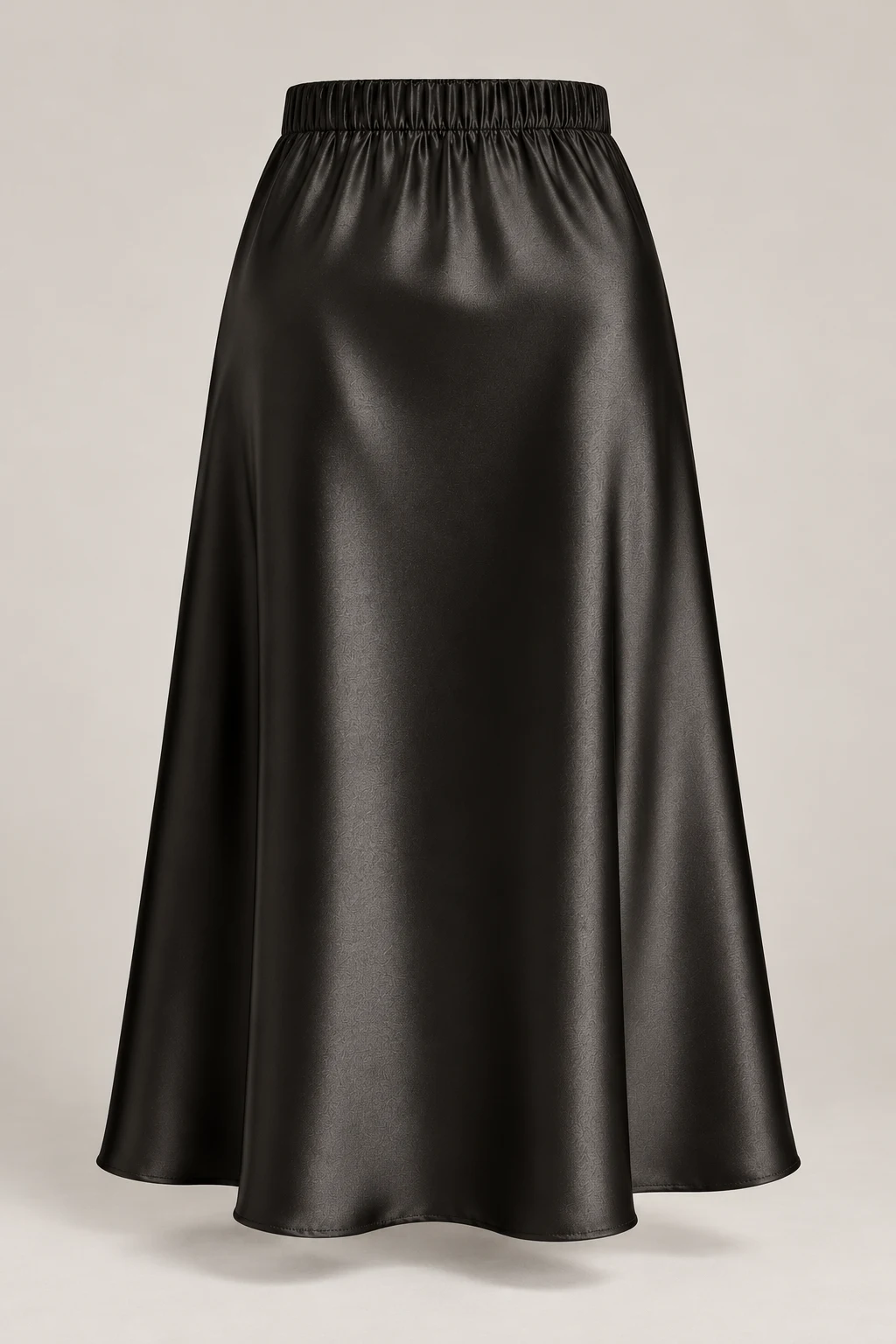 Liquid Satin Midi Skirt in Ink black — Back