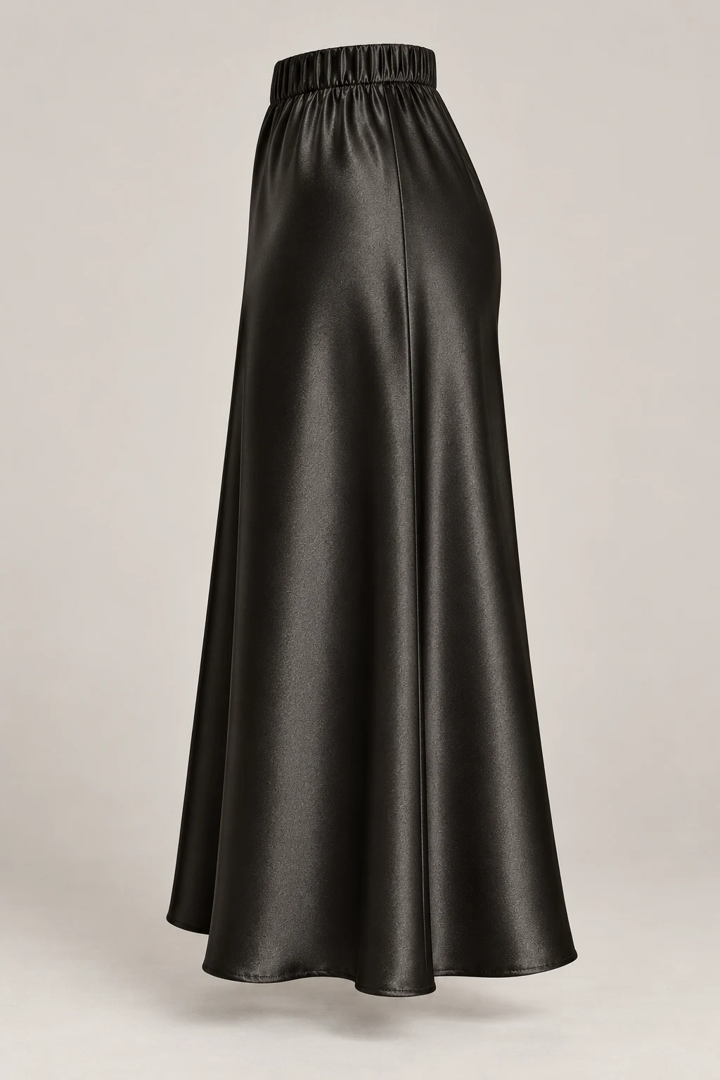 Liquid Satin Midi Skirt in Ink black — Left side