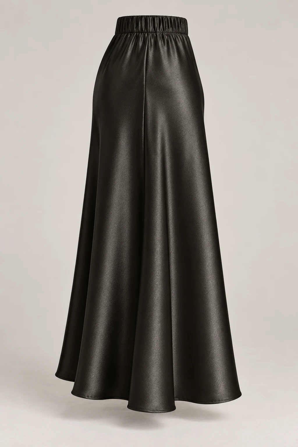 Liquid Satin Midi Skirt in Ink black — Right side