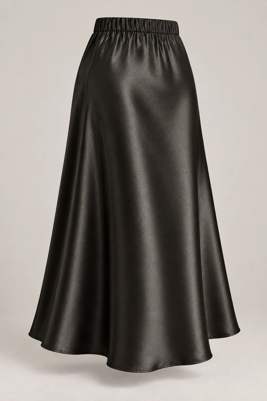 Liquid Satin Midi Skirt in Ink black — Three-quarter