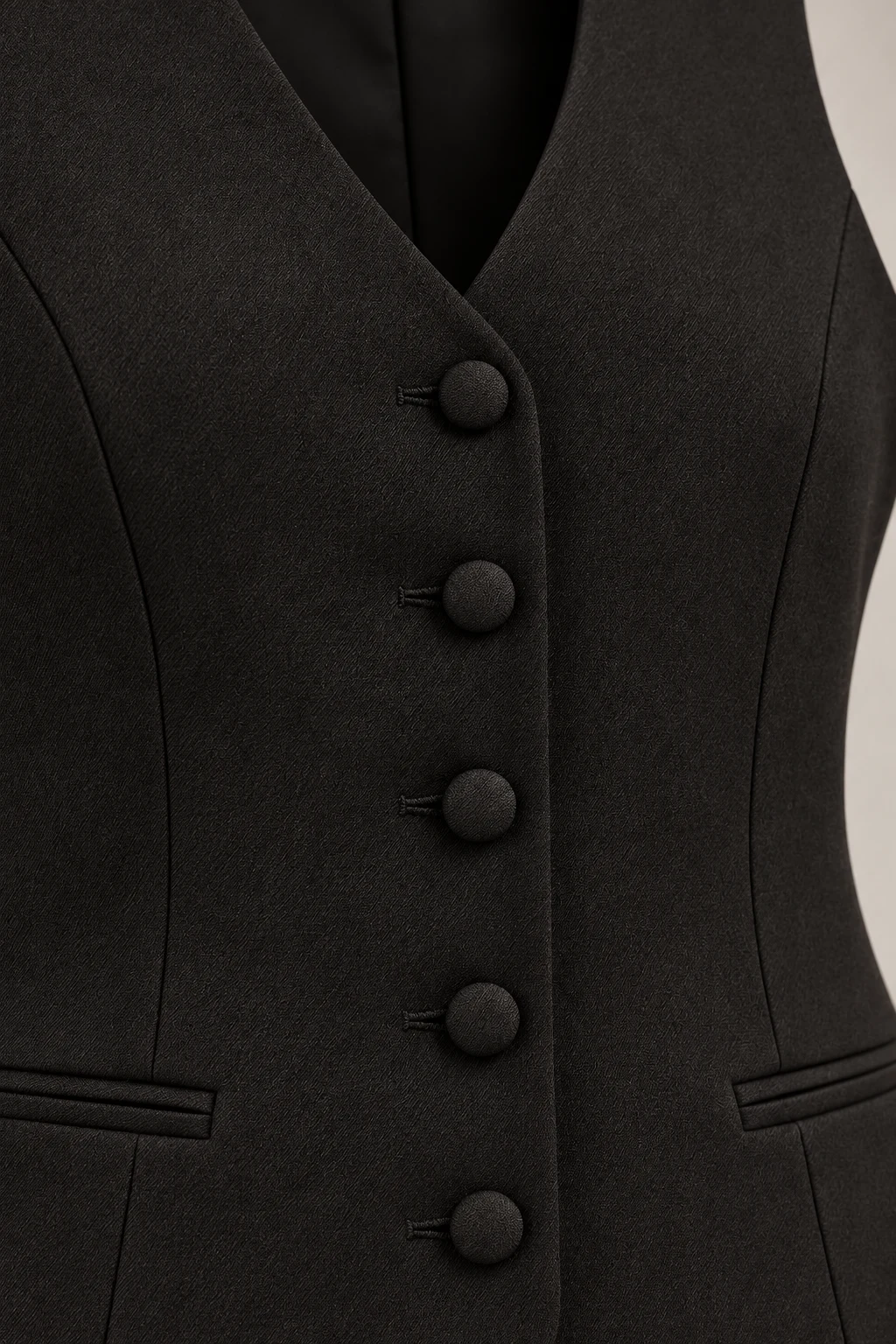 Evening Tailored Waistcoat in Ink black — Material detail