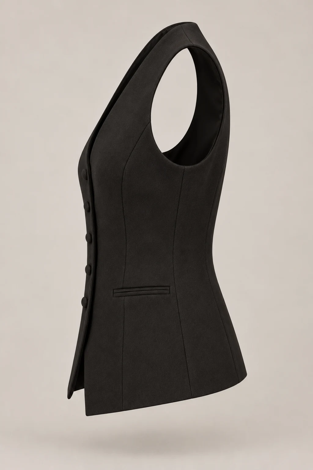 Evening Tailored Waistcoat in Ink black — Left side