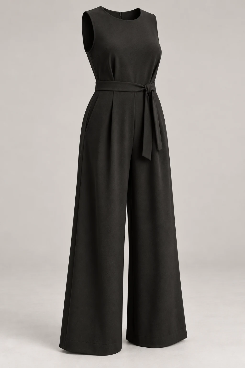 Soft Crepe Jumpsuit in Ink black — Three-quarter