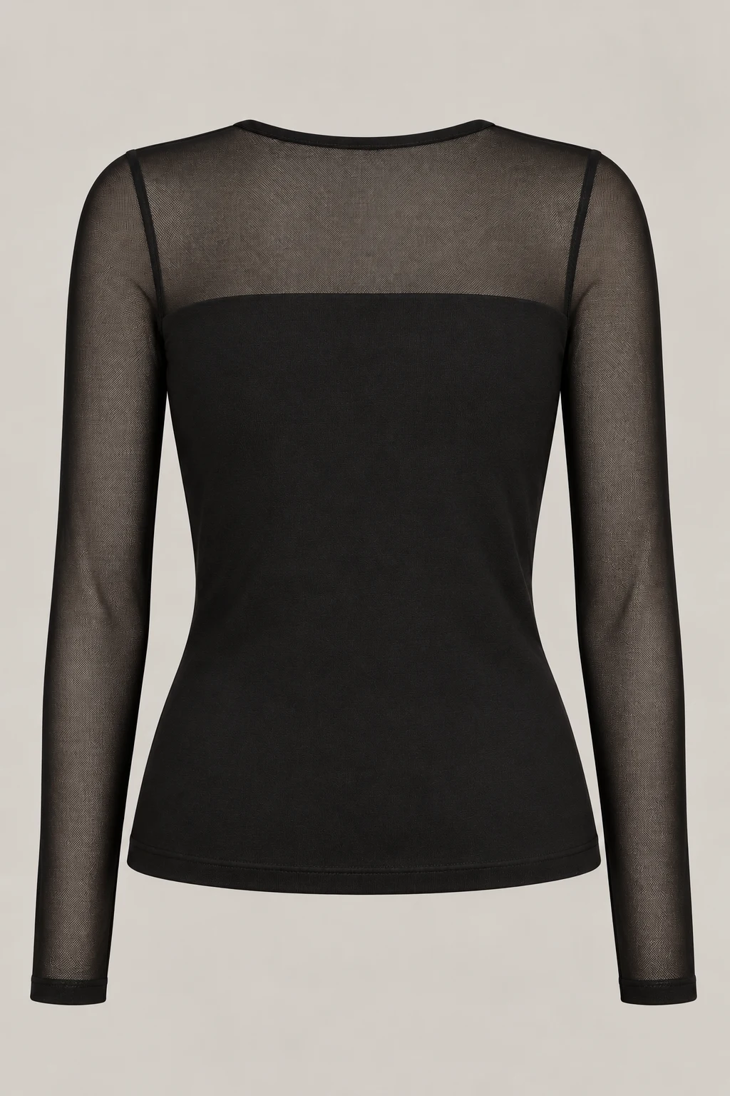 Sheer-Panel Knit Top in Ink black — Back