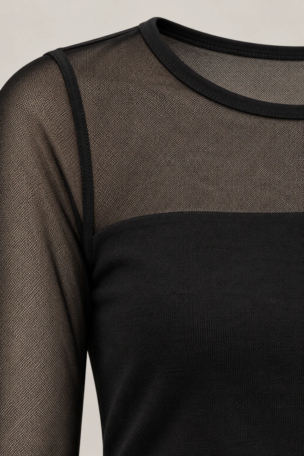 Sheer-Panel Knit Top in Ink black — Material detail