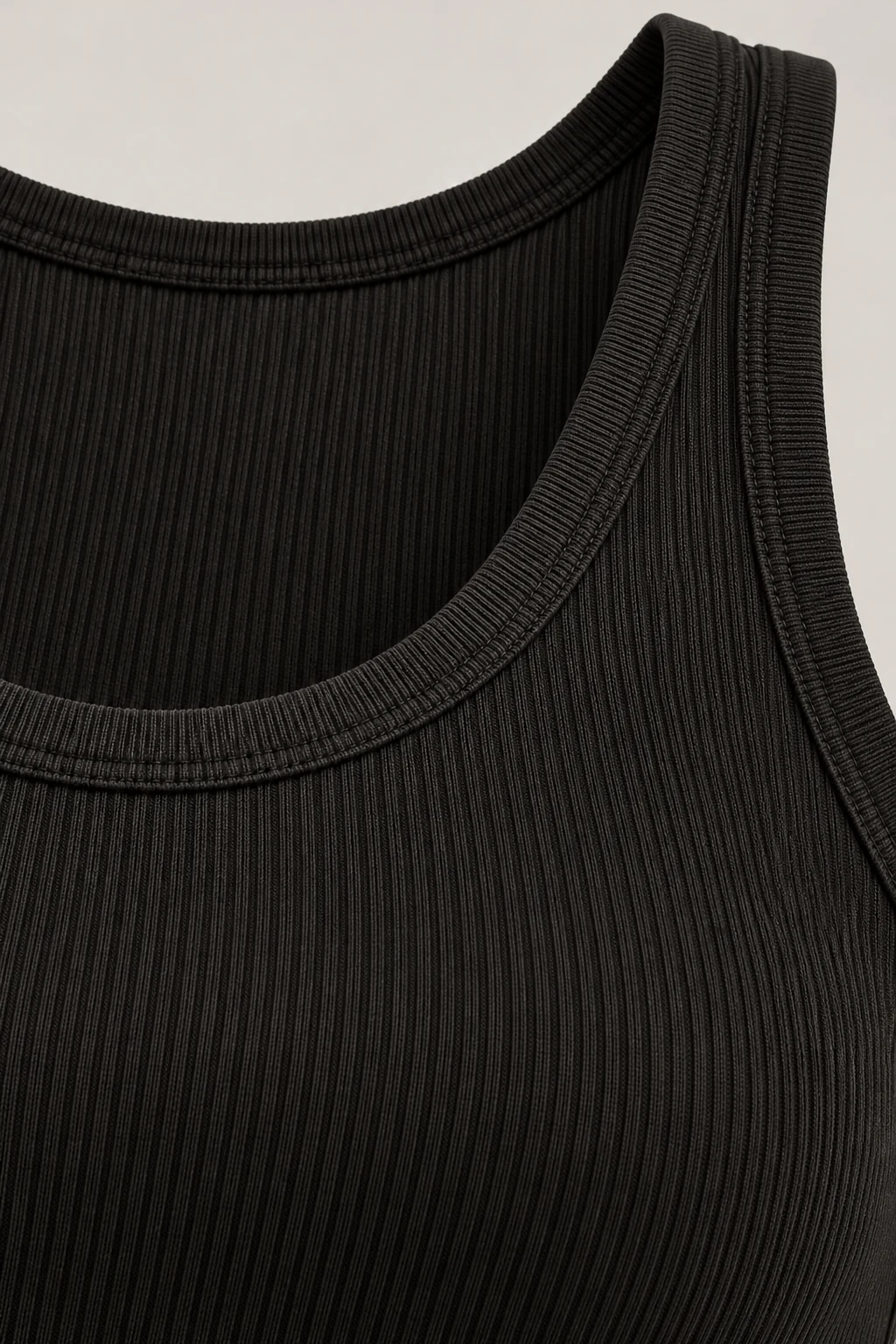 Fine Rib Tank in Ink black — Material detail