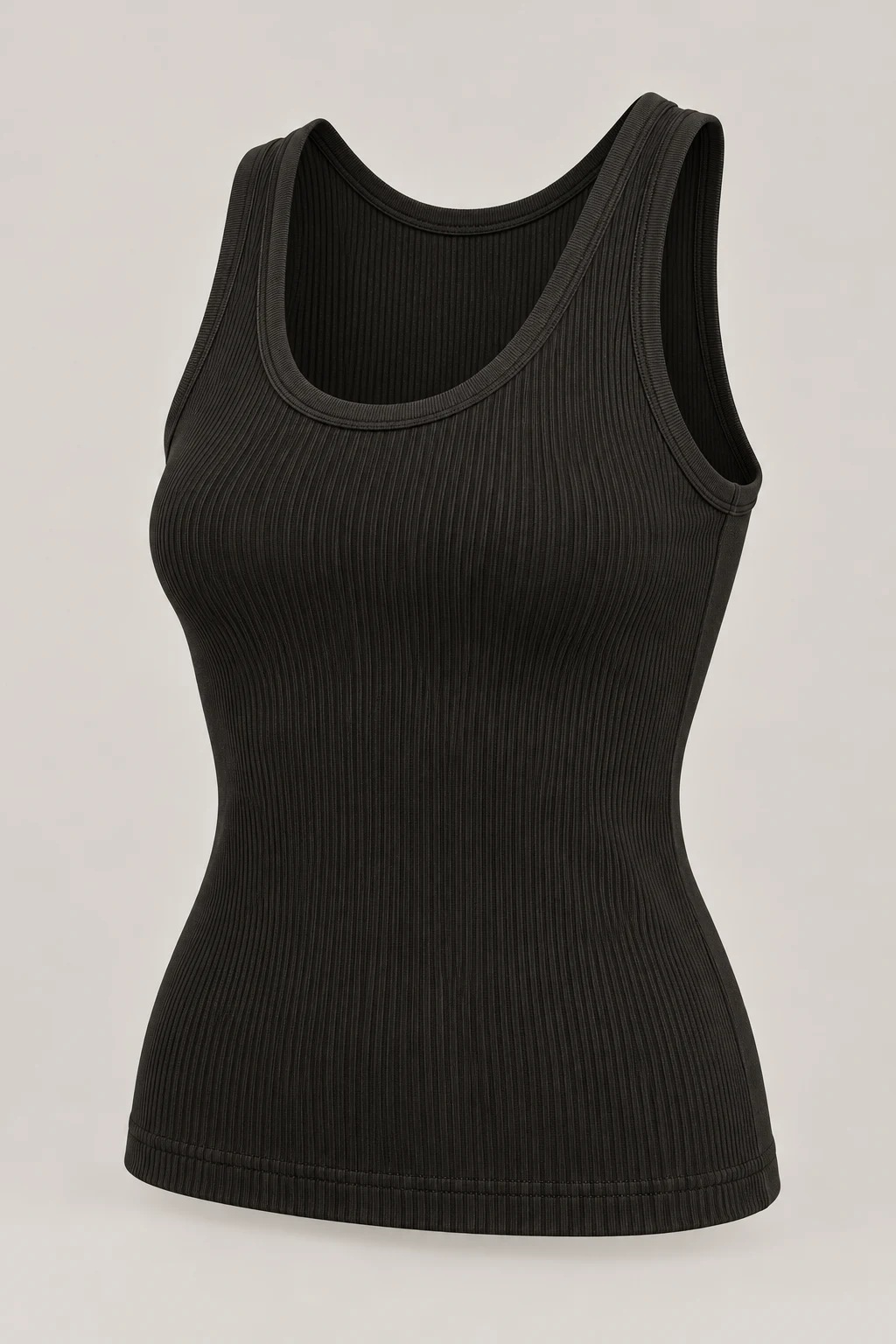 Fine Rib Tank in Ink black — Three-quarter