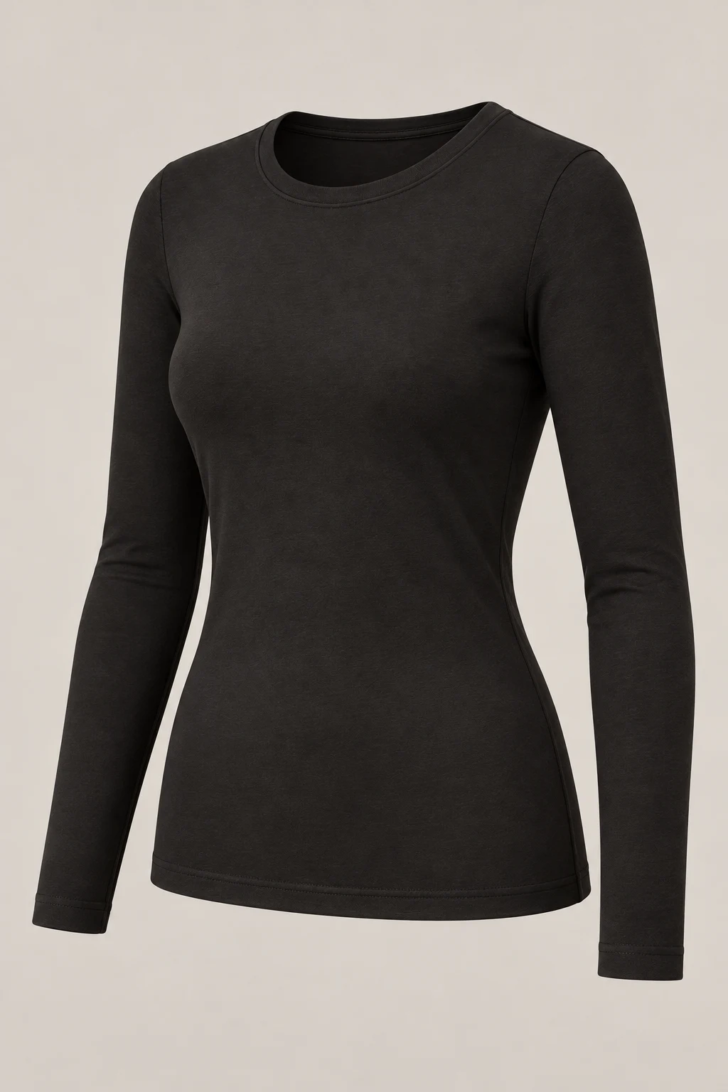 Compact Jersey Long Sleeve in Ink black — Three-quarter