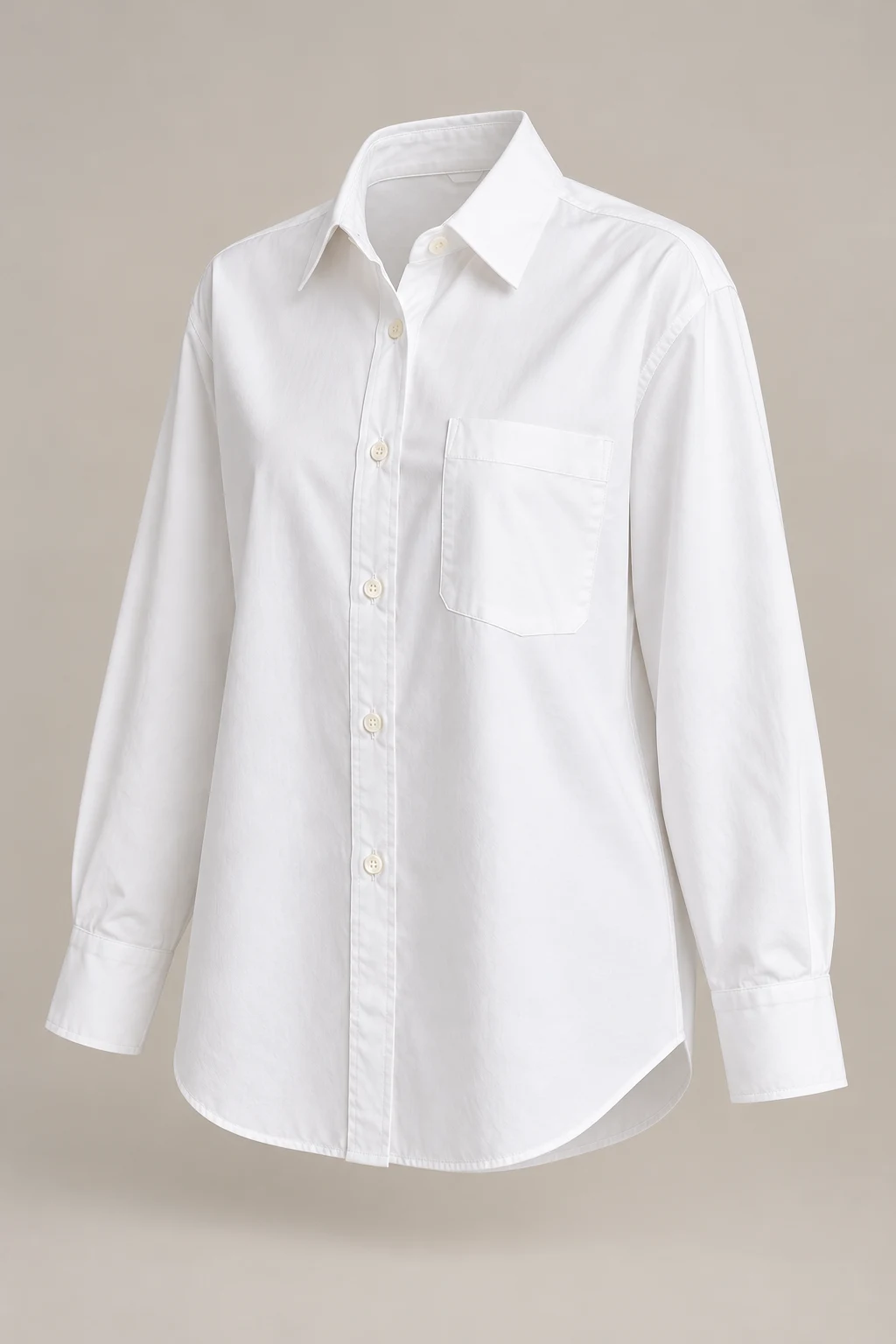 Everyday Poplin Shirt in White — Three-quarter