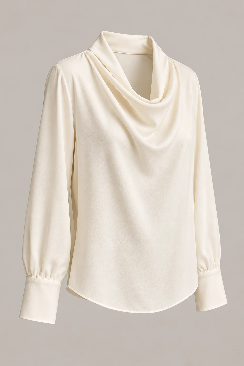 Soft Drape Blouse in Ivory — Three-quarter