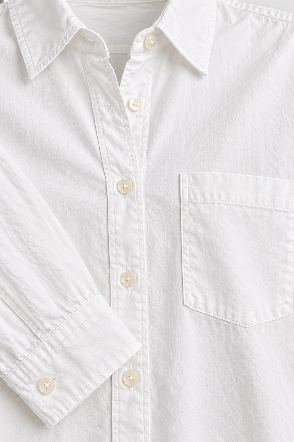 Easy Cotton Shirt in White — Material detail
