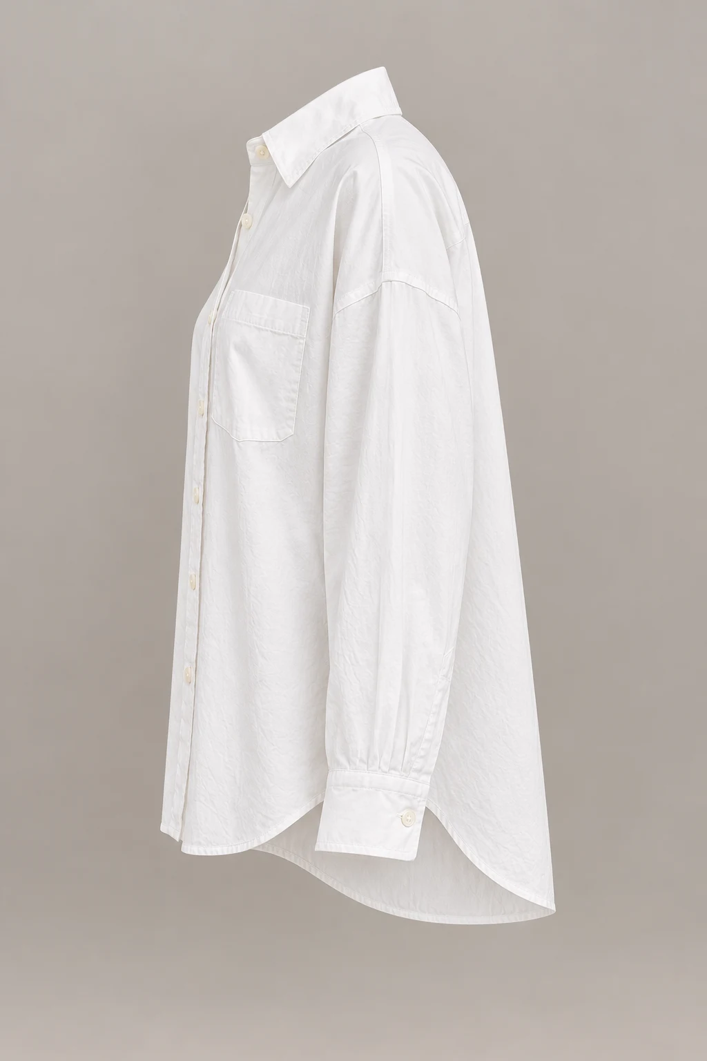 Easy Cotton Shirt in White — Left side