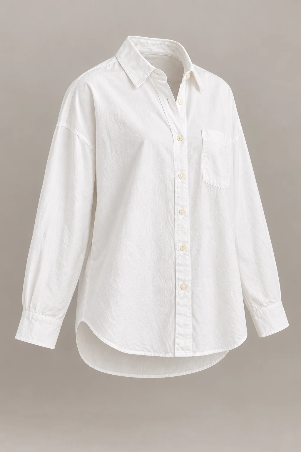 Easy Cotton Shirt in White — Three-quarter