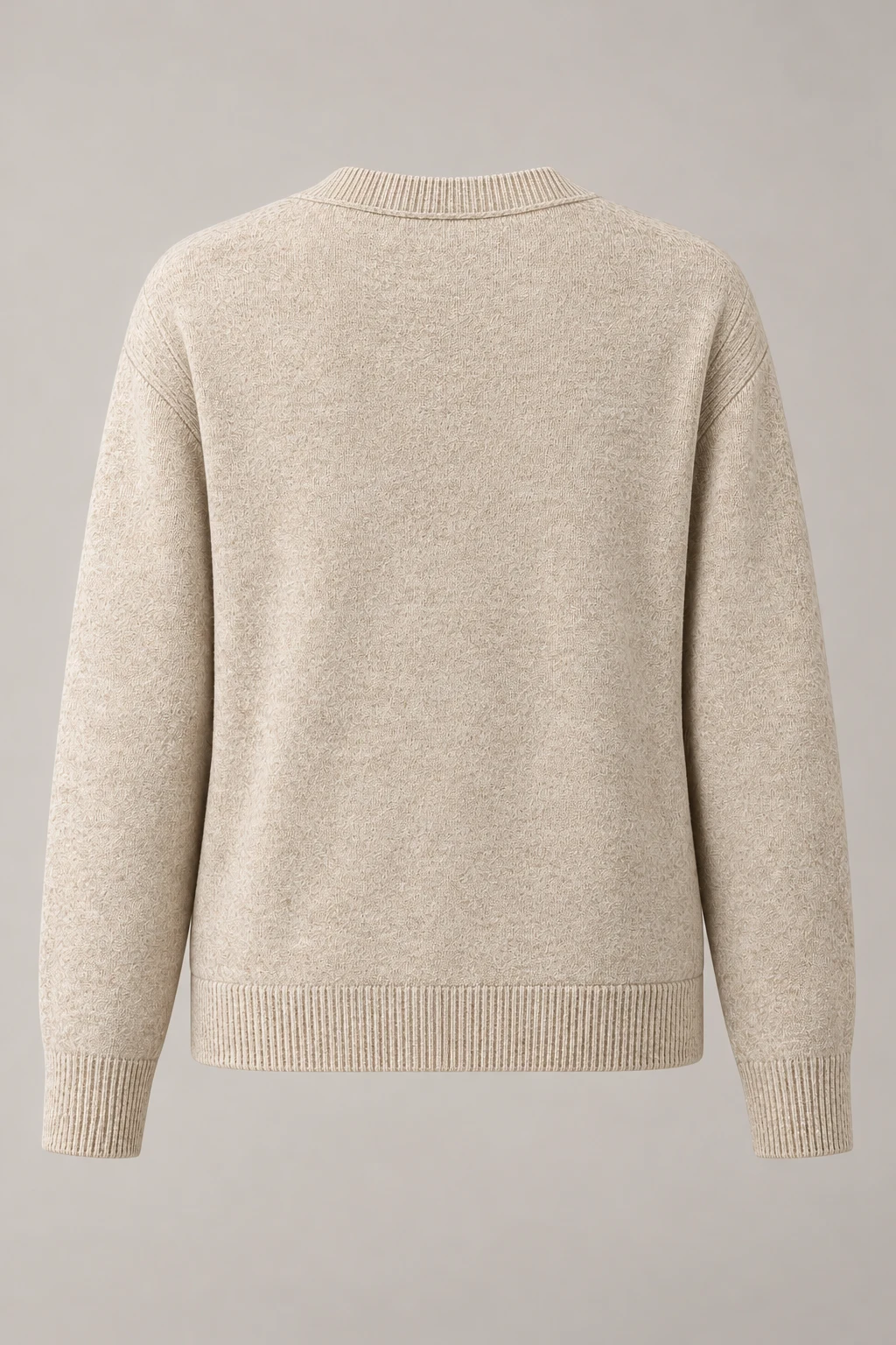 Soft V Cardigan in Oatmeal — Back