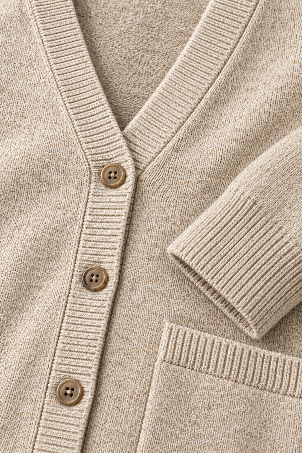 Soft V Cardigan in Oatmeal — Material detail