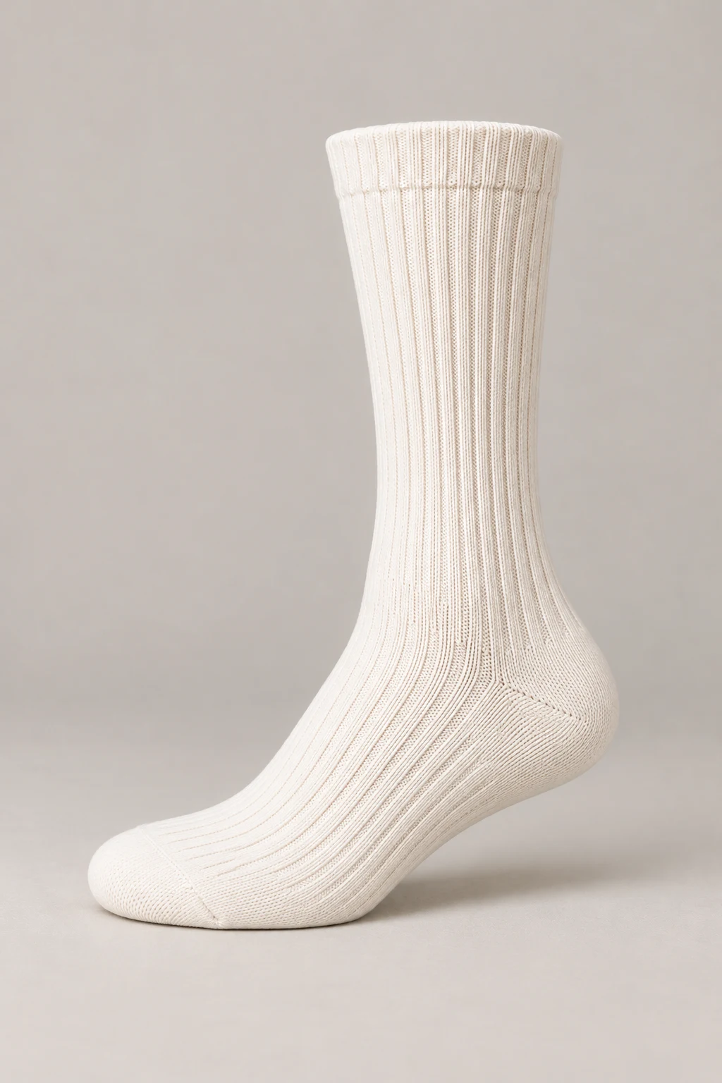 Everyday Rib Socks in Chalk — Left side