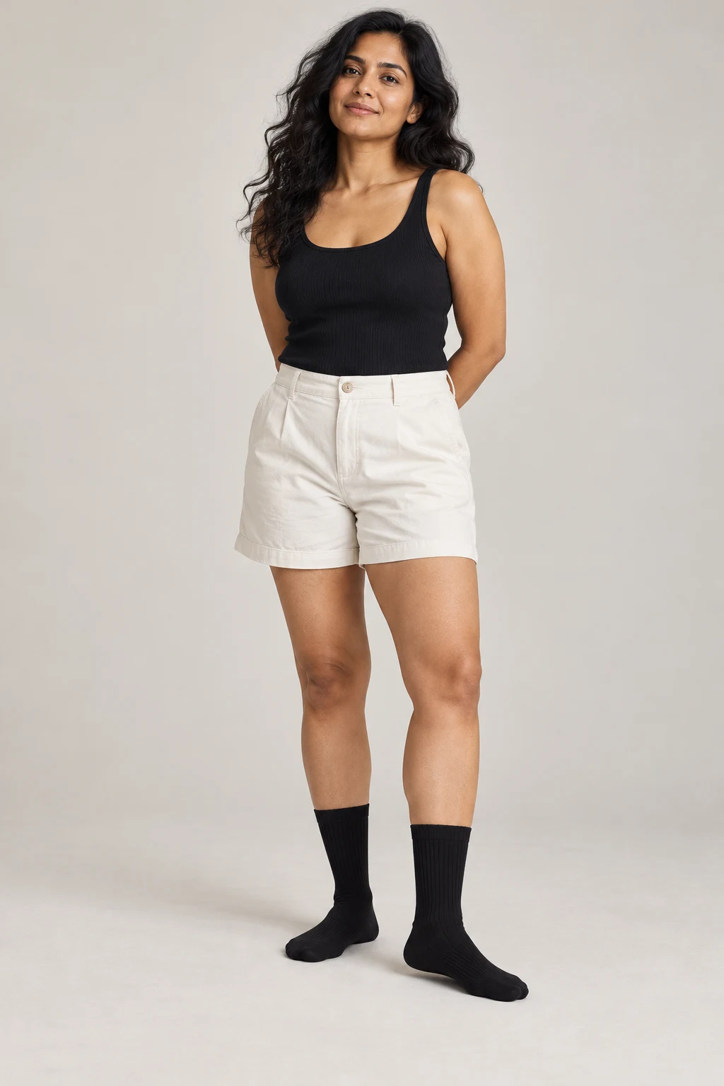 Everyday Rib Socks in Ink black — On model