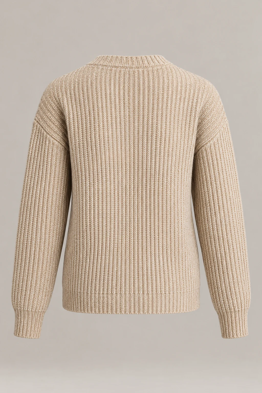 Ribbed Wool-Blend Jumper in Oatmeal — Back