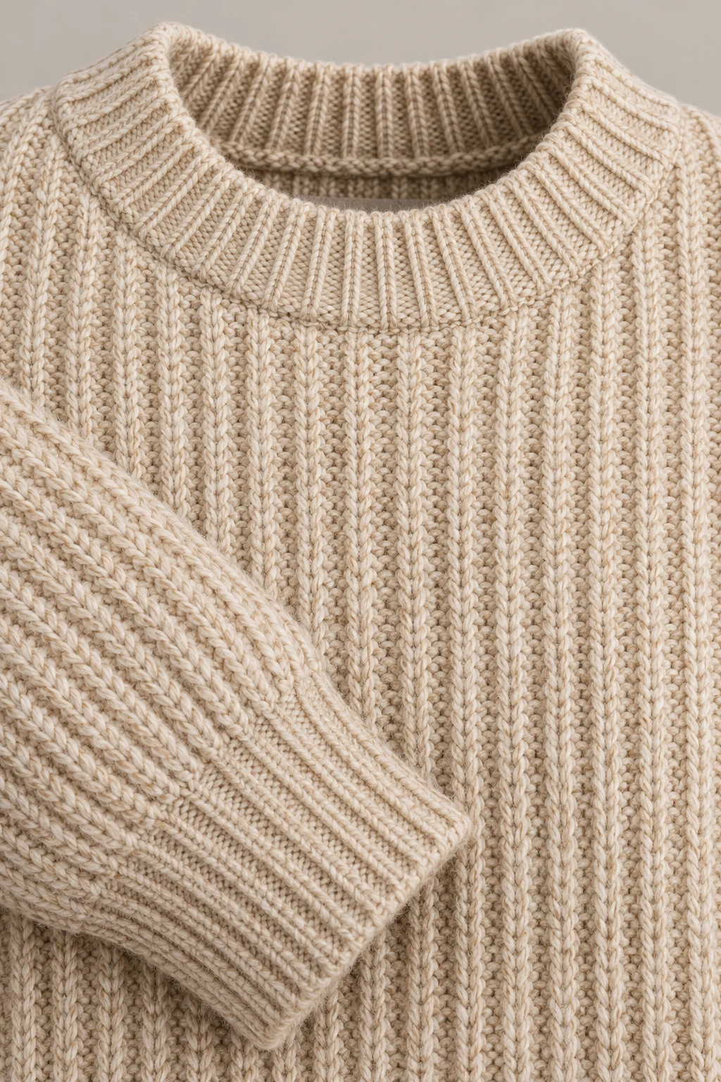 Ribbed Wool-Blend Jumper in Oatmeal — Material detail