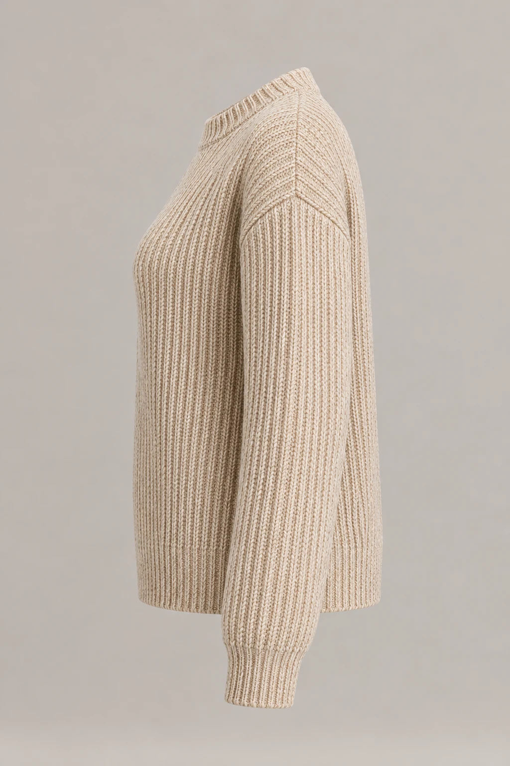 Ribbed Wool-Blend Jumper in Oatmeal — Left side