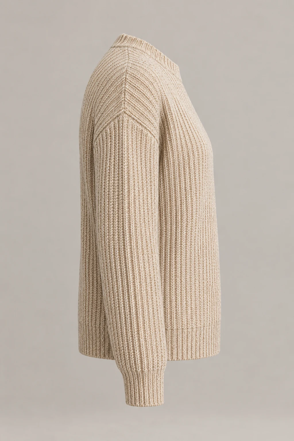 Ribbed Wool-Blend Jumper in Oatmeal — Right side