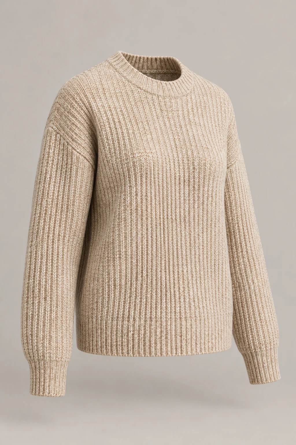 Ribbed Wool-Blend Jumper in Oatmeal — Three-quarter