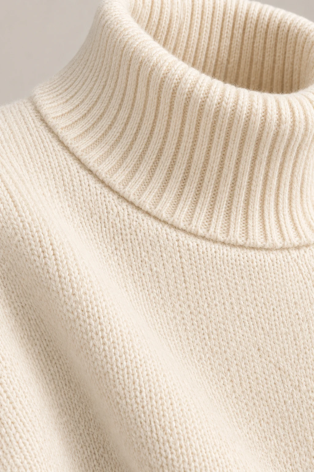 Oversized Roll Neck in Ivory — Material detail